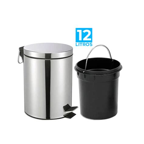 Lixeira Litros Inox Pedal Emborrachado E Balde Coletor Shopee