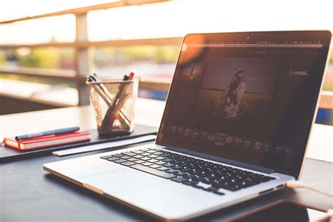 Outdoor Garden Office Working Desk With Laptop Free Stock Photo Picjumbo