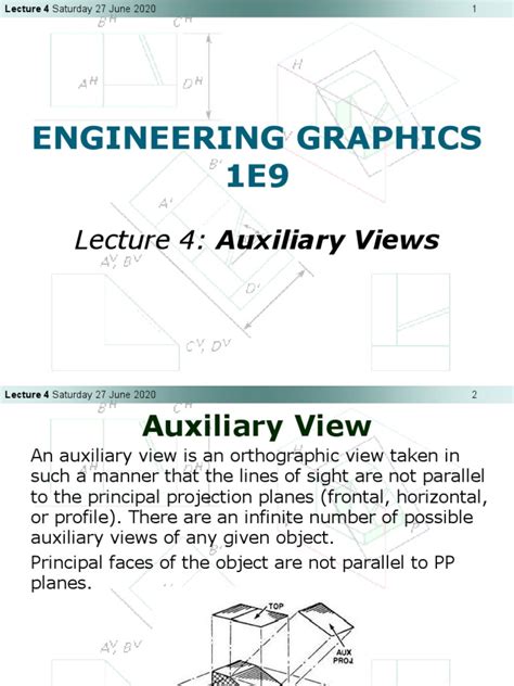 Engineering Graphics 1e9 Lecture 4 Auxiliary Views Pdf Technical