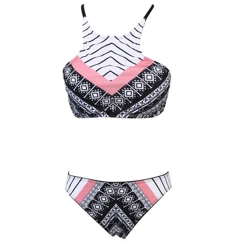 Sexy Women High Neck Push Up Bikini Set Swimwear Padded Bra Swimsuit