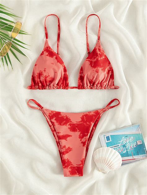 Costume Da Bagno Bikini Tanga Tie Dye Triangolo Shein Italia