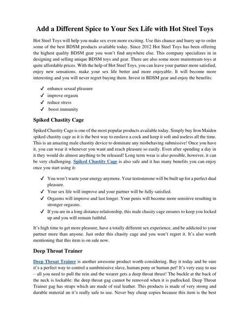 Ppt Add A Different Spice To Your Sex Life With Hot Steel Toys Powerpoint Presentation Id