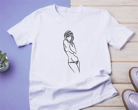 Naked Woman Machine Embroidery Designs Female Line Art Etsy