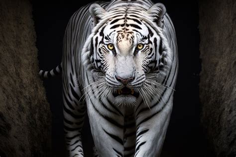 Portrait of a Wild White Tiger in Natural Habitat Stock Image - Image ...