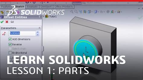 Tutorial - Learn SOLIDWORKS Lesson 1: Parts - SOLIDWORKS - YouTube