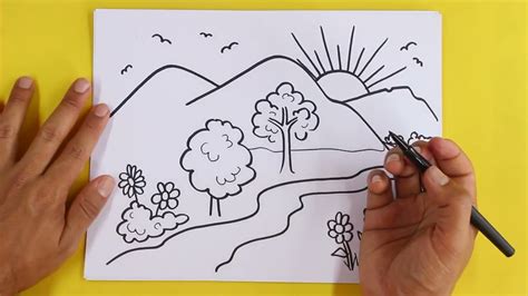 Como Dibujar un Paisaje de PRIMAVERA 🟩 How to DRAW SPRING Landscape ...