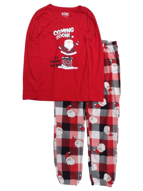 Womens Red Santa Claus Coming Soon Christmas Holiday Pajamas Sleep Set