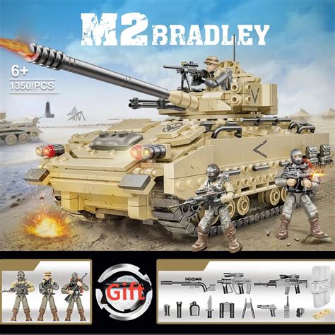 1350 stücke Maßstab Armee Action figuren Mega Block Ww2 M2 Bradley Tank