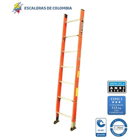 Escalera Certificada Tipo Sencilla En Fibra De Vidrio Pasos Mts