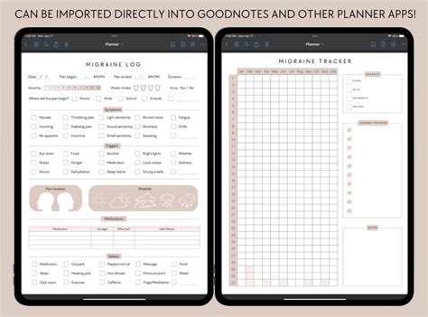 Migraine Tracker Bundle Yearly Migraine Tracker Daily Migraine Log