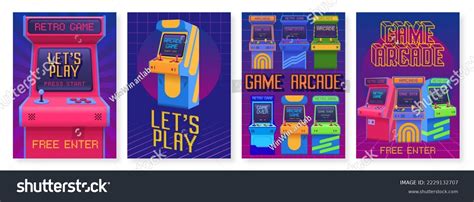 Retro Gaming Posters Arcade Game Event Stock Vector (Royalty Free ...