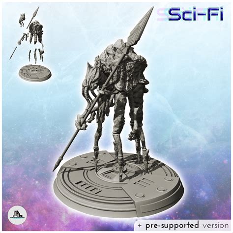 STL file Large alien creature with spear (2) - SF SciFi wars future ...