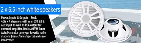 Velex Marine Audio System Stereo Speaker Package Bluetooth Mp3 Usb Am Fm Marine Stereo 2 X 6