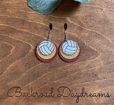 Volleyball Faux Leather Earrings Volleyball Earrings Volleyball