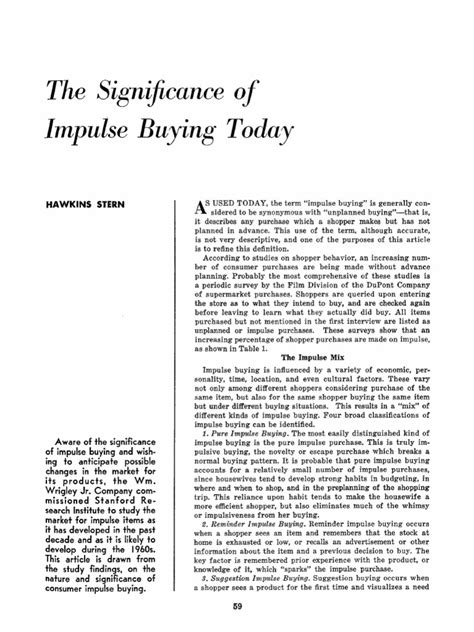 Stern 1961 The Significance Of Impulse Buying Today Download Free Pdf Supermarket