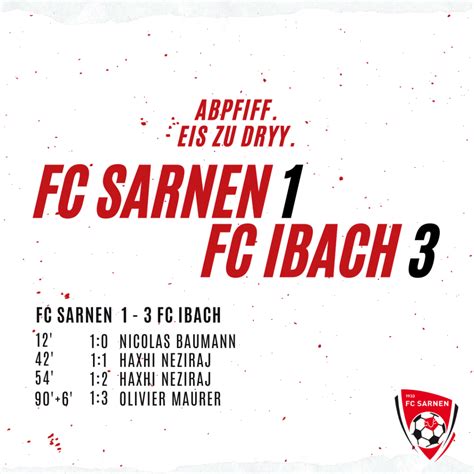 Niederlage Sa Fcs Vs Fc Ibach Fc Sarnen