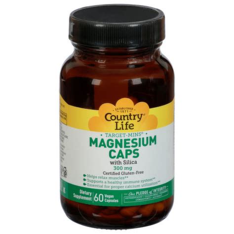 Country Life Magnesium Caps With Silica 300 Mg Vegan Capsules