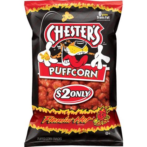 CHESTER S FLAMIN HOT Flavored Puffcorn Snacks Hot Popcorn Snacks Chester Puffcorn