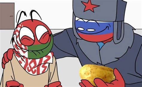 two cartoon characters are eating potatoes together
