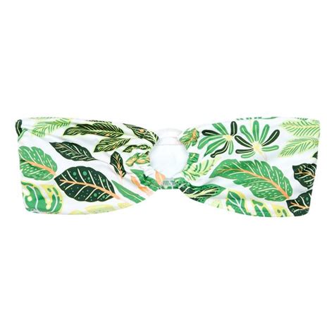 Tati Bikini Top Green Solid Striped Fashion Adult
