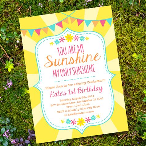 You Are My Sunshine Birthday Party Invitation | Yellow Sunshine Birthd – Sunshine Parties