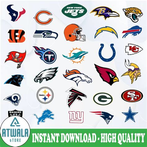 many different nfl logos on a white background