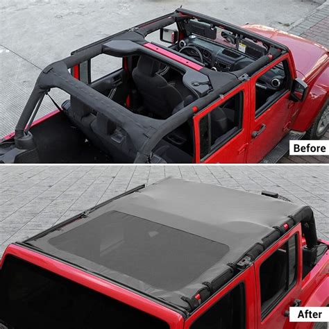 Sunshade Mesh Sun Shade Bikini Leather Top Protection For Jeep Wrangler JK 07 18 EBay
