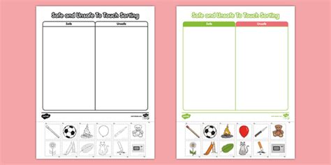 Safe Or Unsafe To Touch Sorting Activity Teacher Made