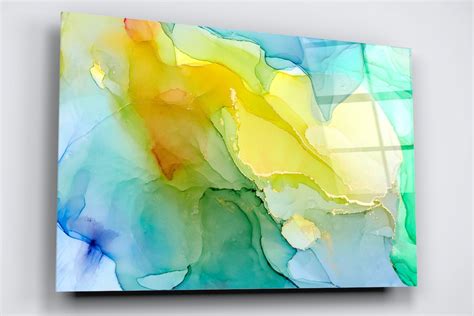 Abstract Art Acrylic Glass Wall Art Large High Gloss Boho Home Decor Alcohol Ink Wall Art