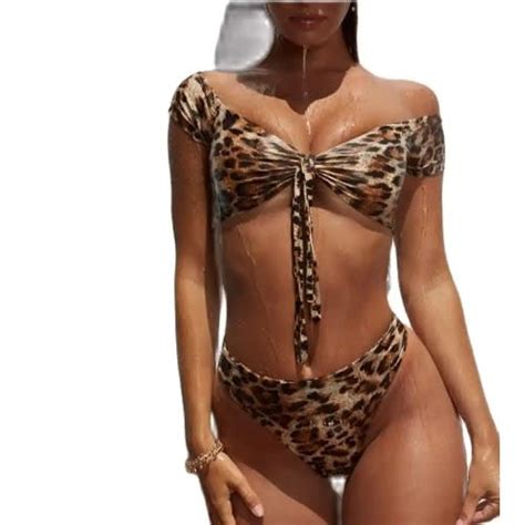 Fashion Nova Bikini Set Women Brazilian Padded Push Up Swimwear Leopard Swimsuit Sling