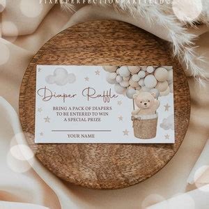 Editable Teddy Bear Hot Air Balloon Baby Shower Diaper Raffle Etsy
