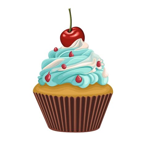 Cupcake Cereza Crema Pastel Dulce Desierto Vector Ilustraci N Vector