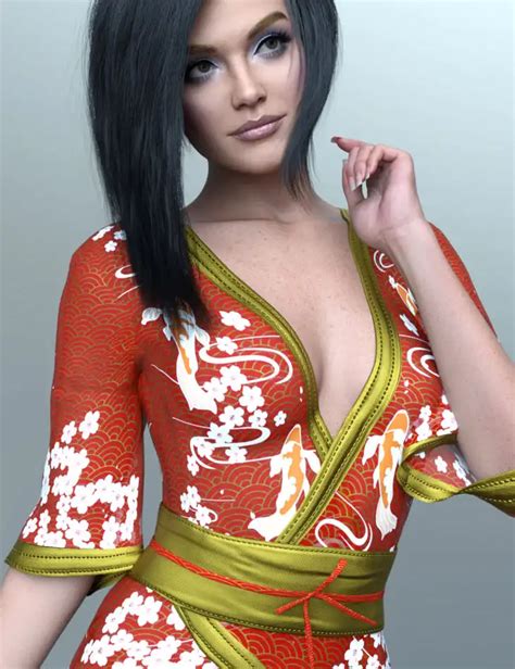 Genesis 的 dForce 和服内衣上衣 dForce Kimono Lingerie Top for Genesis dforce 服装 DAZ D下载站