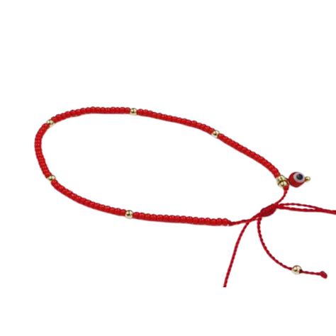 Pulsera Hilo Rojo Con Ojo Turco Goldfied Ajustable