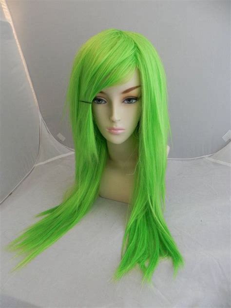 HALLOWEEN SALE Neon Lime Green Long Green Wig By ExandOh Green