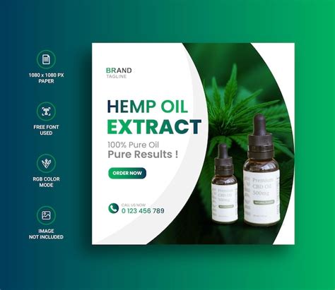 Premium Vector Hemp Oil Extract Social Media Instagram Post And