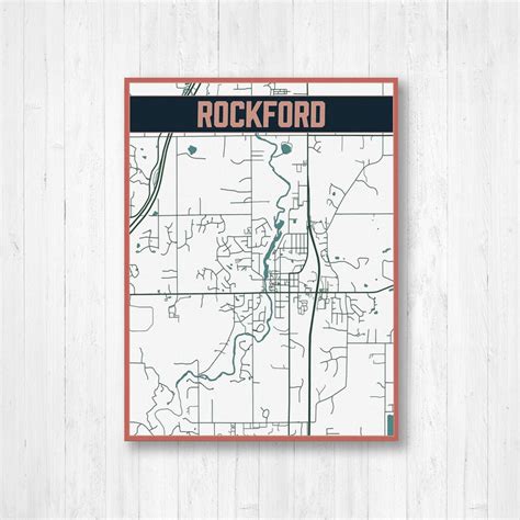 Rockford Michigan Street Map Hanging Canvas Map of Rockford - Etsy