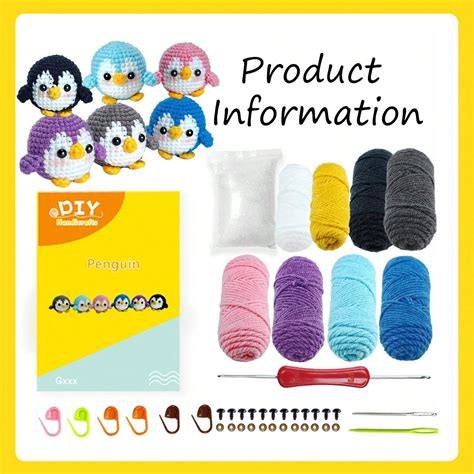 Kit Iniciante de Crochê Adorável de Pinguim para Crianças e Adultos