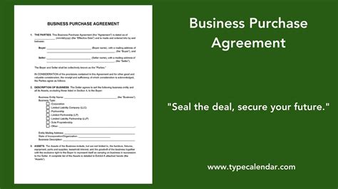 》printable Business Purchase Agreement Template