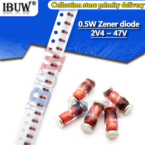 100PCS 0 5W Zener Diode DO 35 2V4 47V 1 2W LL34 ZMM BZV55C SMD