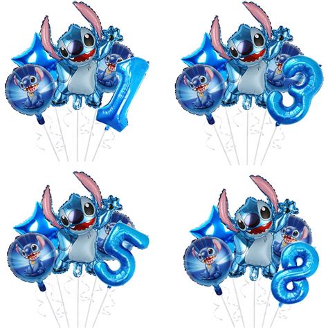 Disney S Lilo Stitch Balloons Party Set Anime Blue Foil Balloon Baby