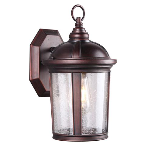 DSI 1-Light Bronze Seeded Glass Outdoor Wall Mount Sconce with LED Bulb ...