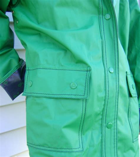 80s Navy WHALE Reversible Raincoat Vintage Green Blue Vinyl Etsy