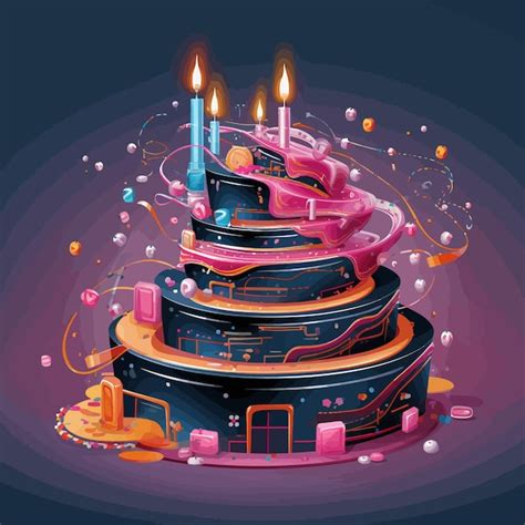 Premium Vector A Birthday Cake With A Lit Candle On It