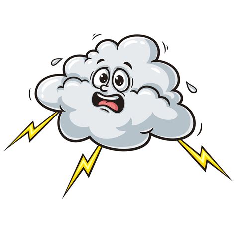 Cloud With Lightning, Cloud Cartoon Mascot Illustration Character ...