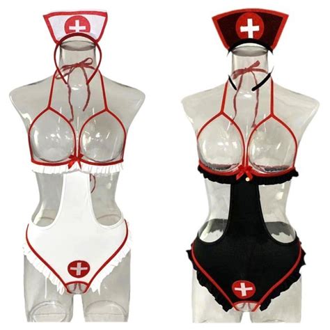 Jual Sexy Lingerie Seksi Cosplay Custom G String Nurse Perawat Suster Sexy Baju Dinas Malam