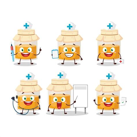 médico profesión emoticon con blanco miel tarro dibujos animados