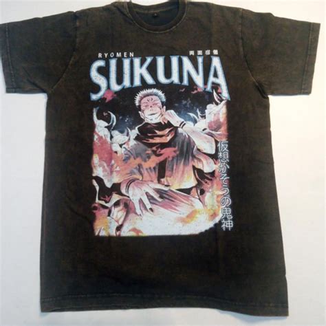 Jual Sukuna Jujutsu Kaisen Anime Vintage Wash Tee Kaos Anime Jujutsu