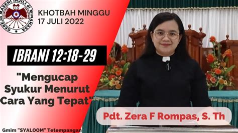 Khotbah Minggu Juli Ibrani Mengucap Syukur Menurut