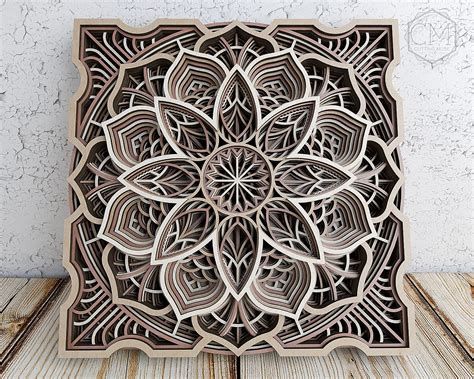 Mandala Dxf Laser Cut Multilayer Mandala Design Layered Laser Etsy Canada